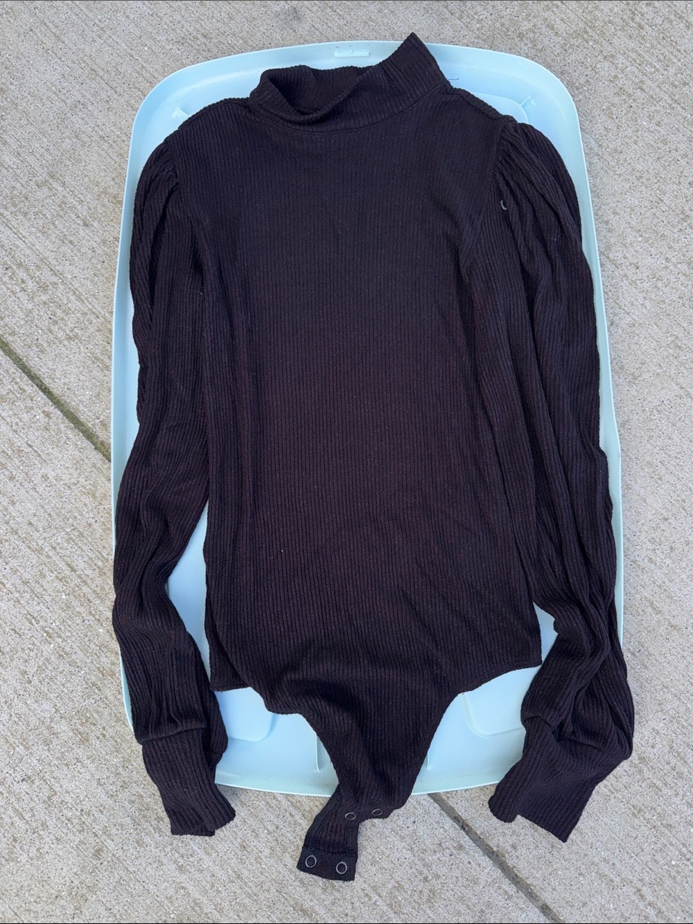 Express Black/Purple Ribbed Turtleneck Bodysuit